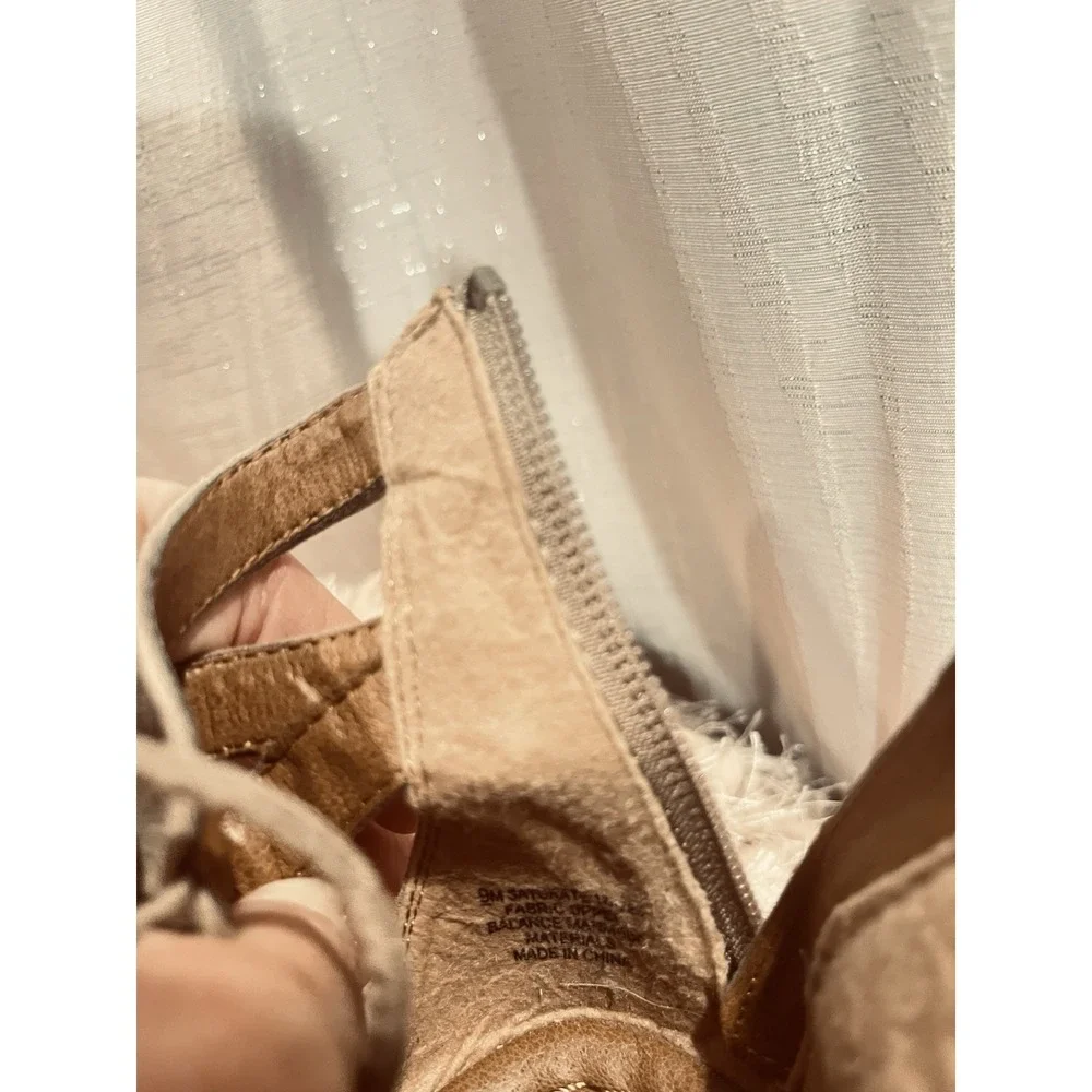Madeline Girl Women's Lace‑Front Flats – Zipper Back – Brown – Size 9M – NWOB